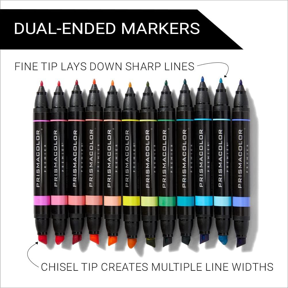 imagePrismacolor Premier DoubleEnded Art Markers Fine And Chisel Tip Manga Colors Adult Coloring 12 PackHyper Brights