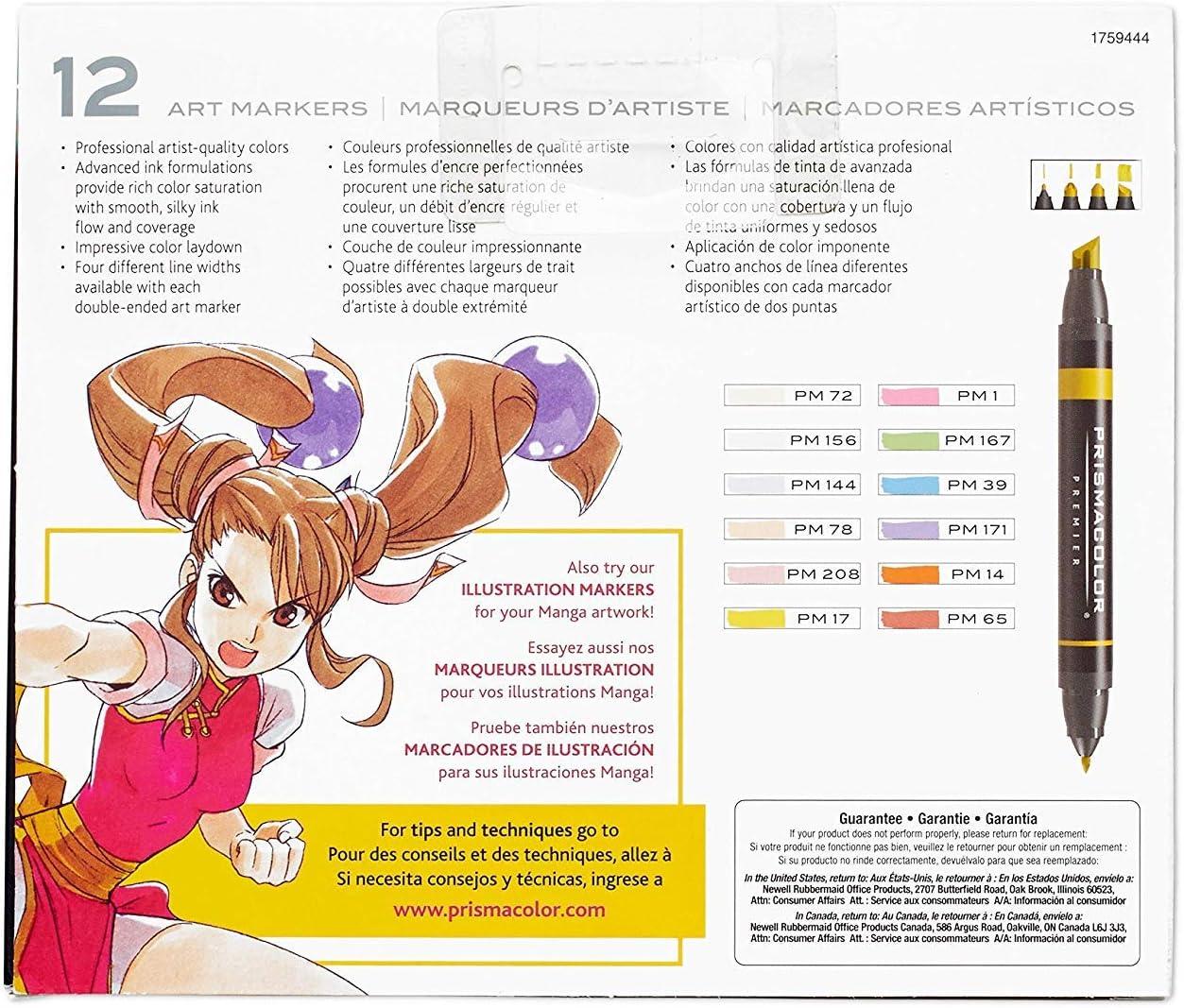 imagePrismacolor Premier DoubleEnded Art Markers Fine And Chisel Tip Manga Colors Adult Coloring 12 PackManga