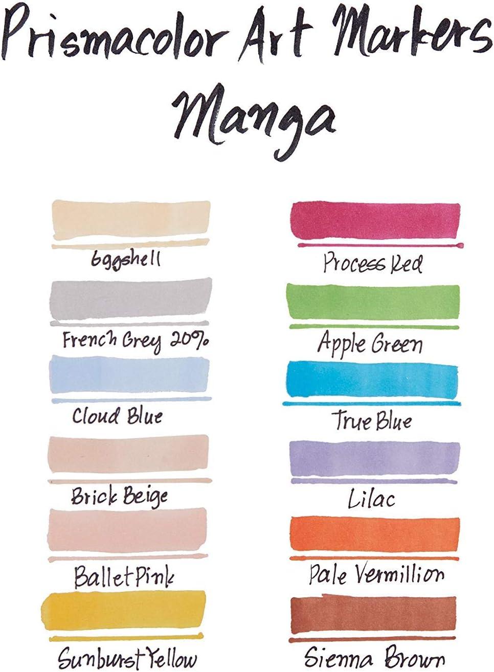 imagePrismacolor Premier DoubleEnded Art Markers Fine And Chisel Tip Manga Colors Adult Coloring 12 PackManga