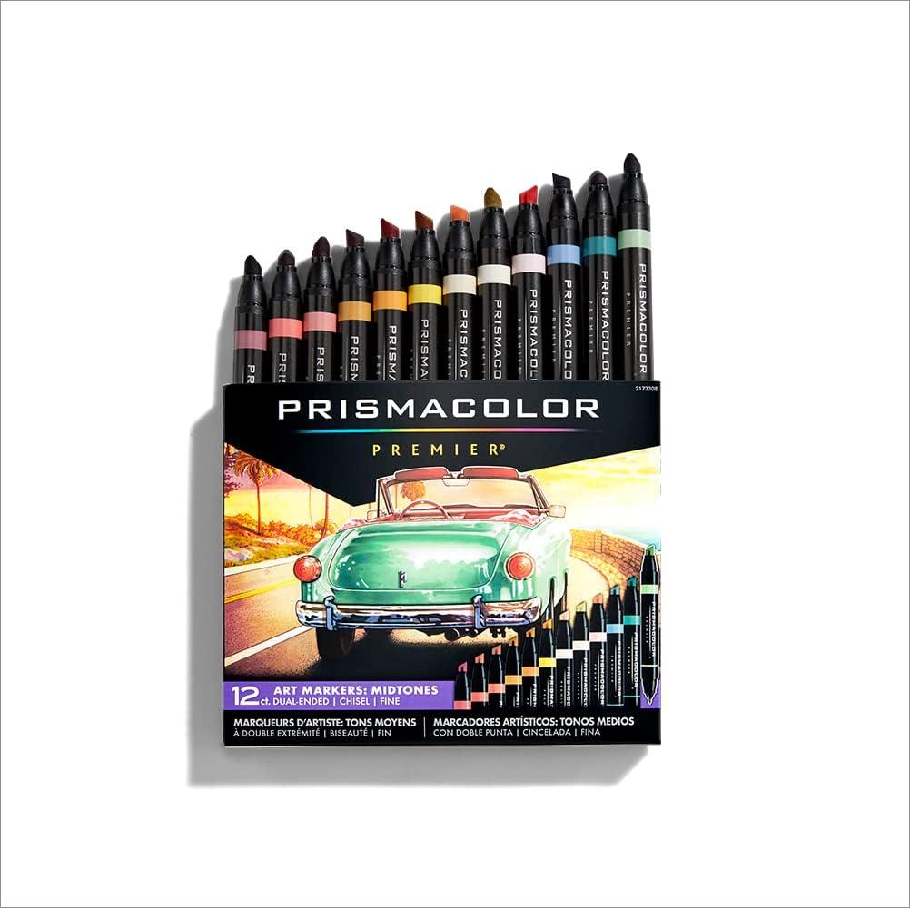 imagePrismacolor Premier DoubleEnded Art Markers Fine And Chisel Tip Manga Colors Adult Coloring 12 PackMid Tone