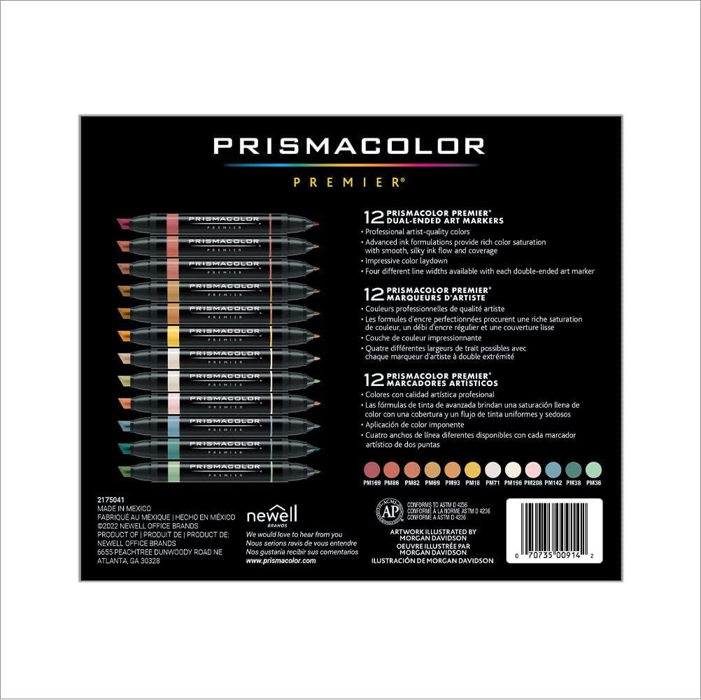 imagePrismacolor Premier DoubleEnded Art Markers Fine And Chisel Tip Manga Colors Adult Coloring 12 PackMid Tone
