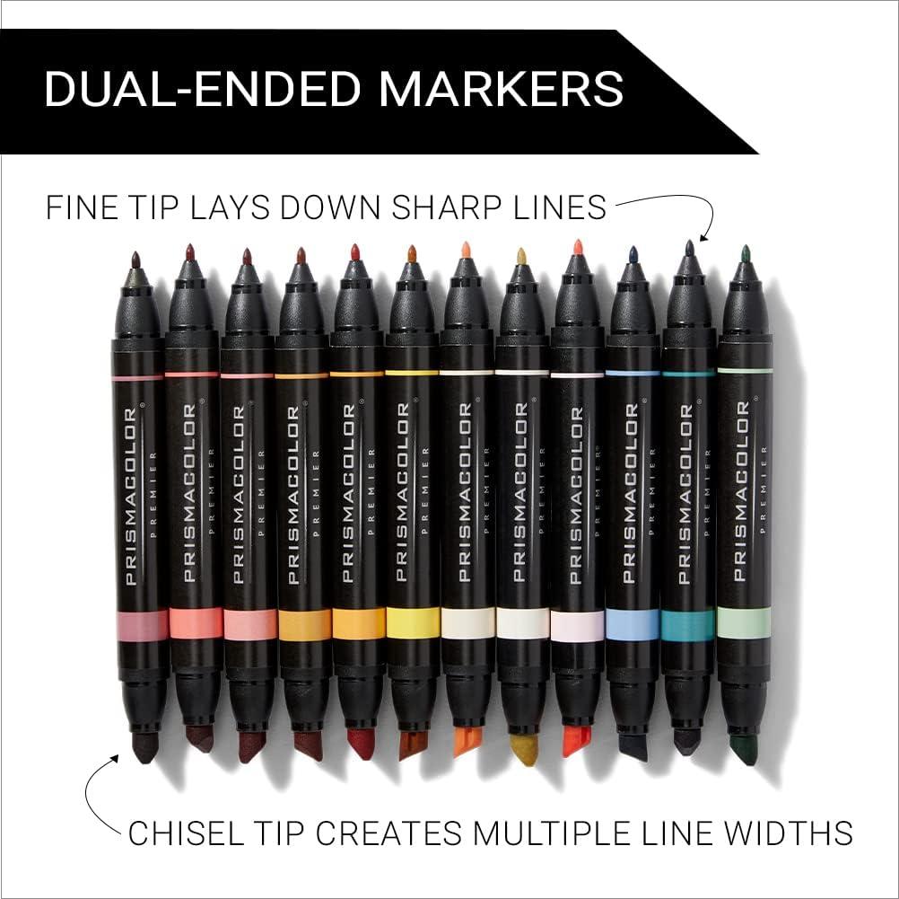 imagePrismacolor Premier DoubleEnded Art Markers Fine And Chisel Tip Manga Colors Adult Coloring 12 PackMid Tone
