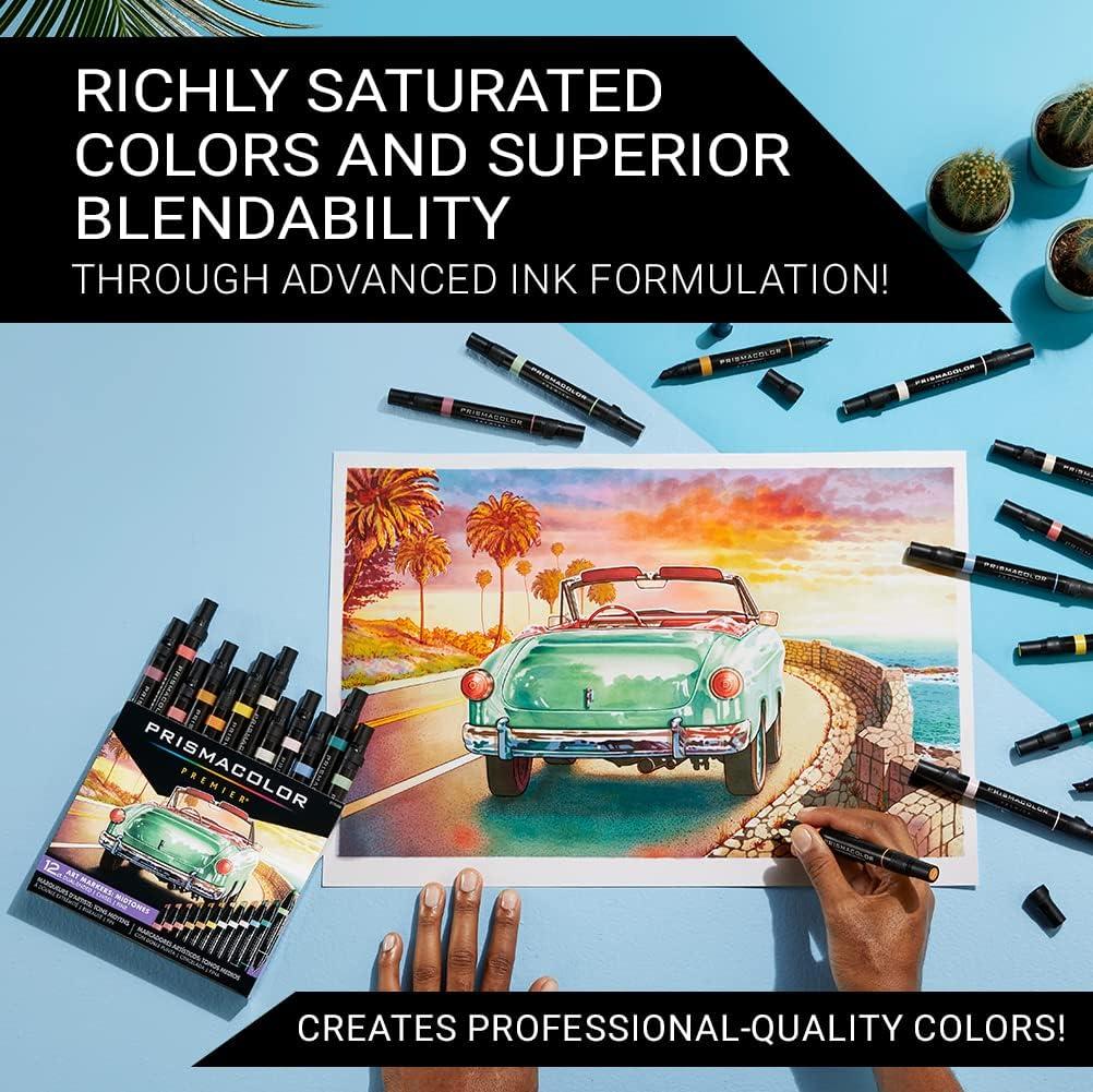 imagePrismacolor Premier DoubleEnded Art Markers Fine And Chisel Tip Manga Colors Adult Coloring 12 PackMid Tone