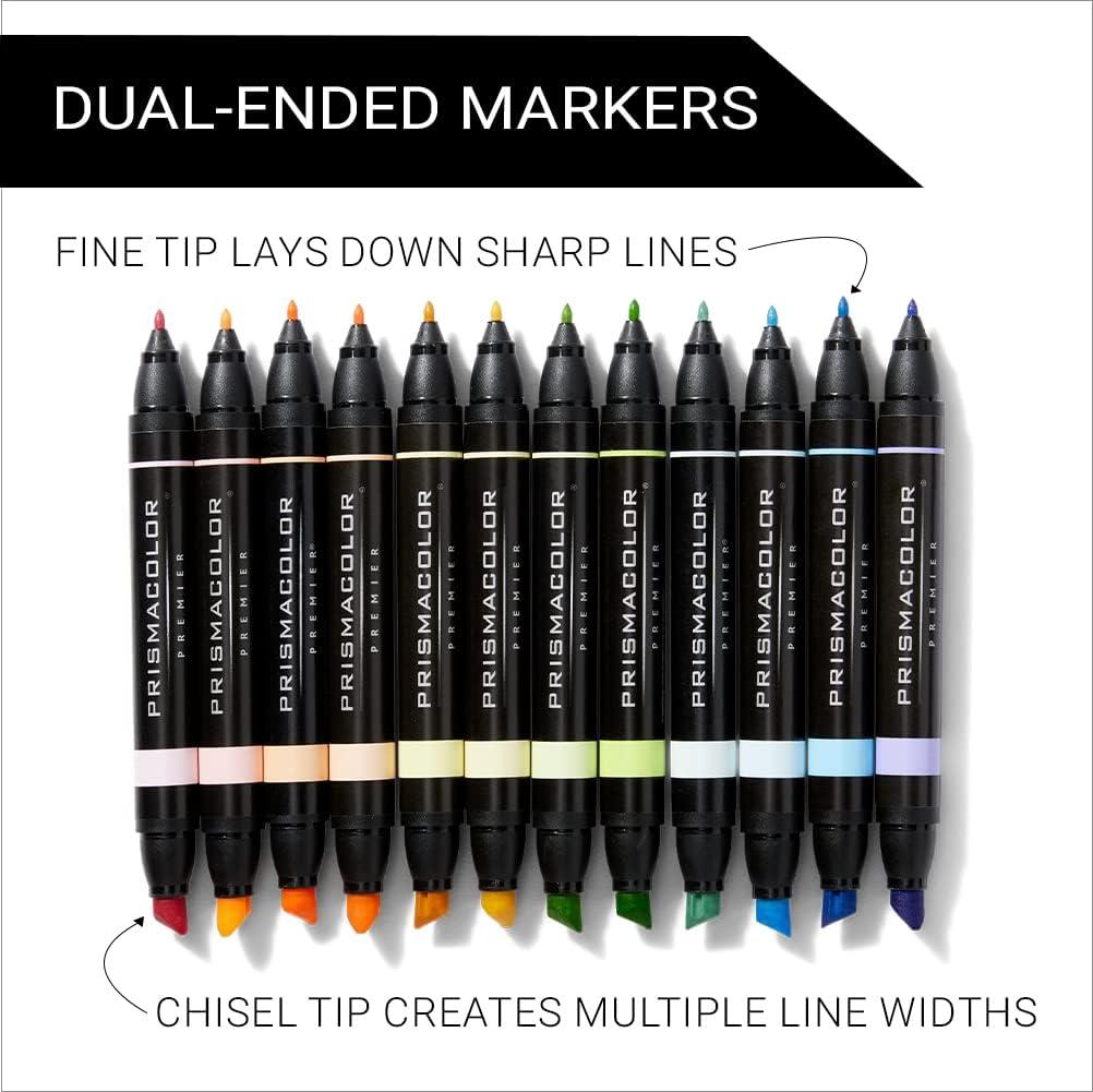 imagePrismacolor Premier DoubleEnded Art Markers Fine And Chisel Tip Manga Colors Adult Coloring 12 PackPastel