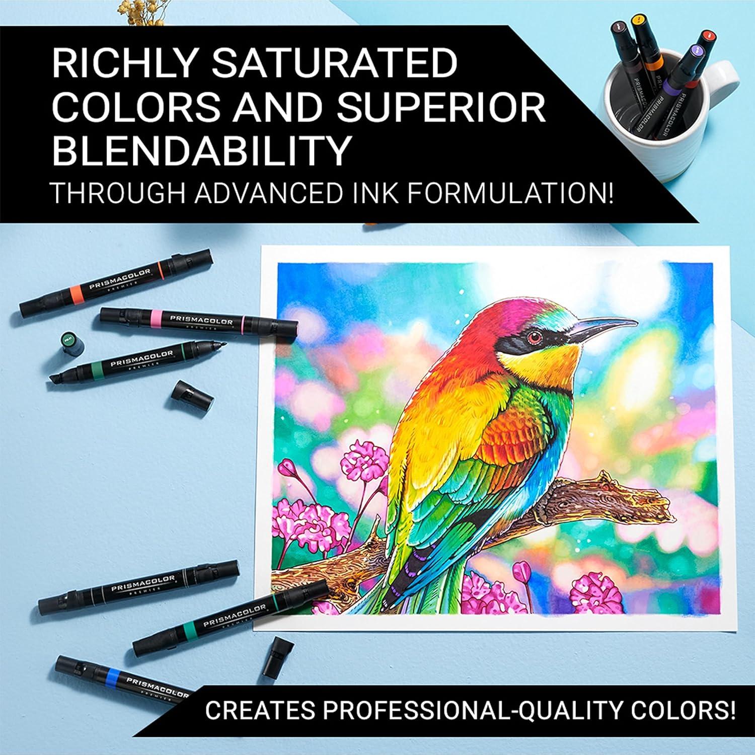 imagePrismacolor Premier DualEnded Art Markers AlcoholBased Markers with Fine ampamp Chisel Tips Assorted Colors Set of 72 in Carry Case
