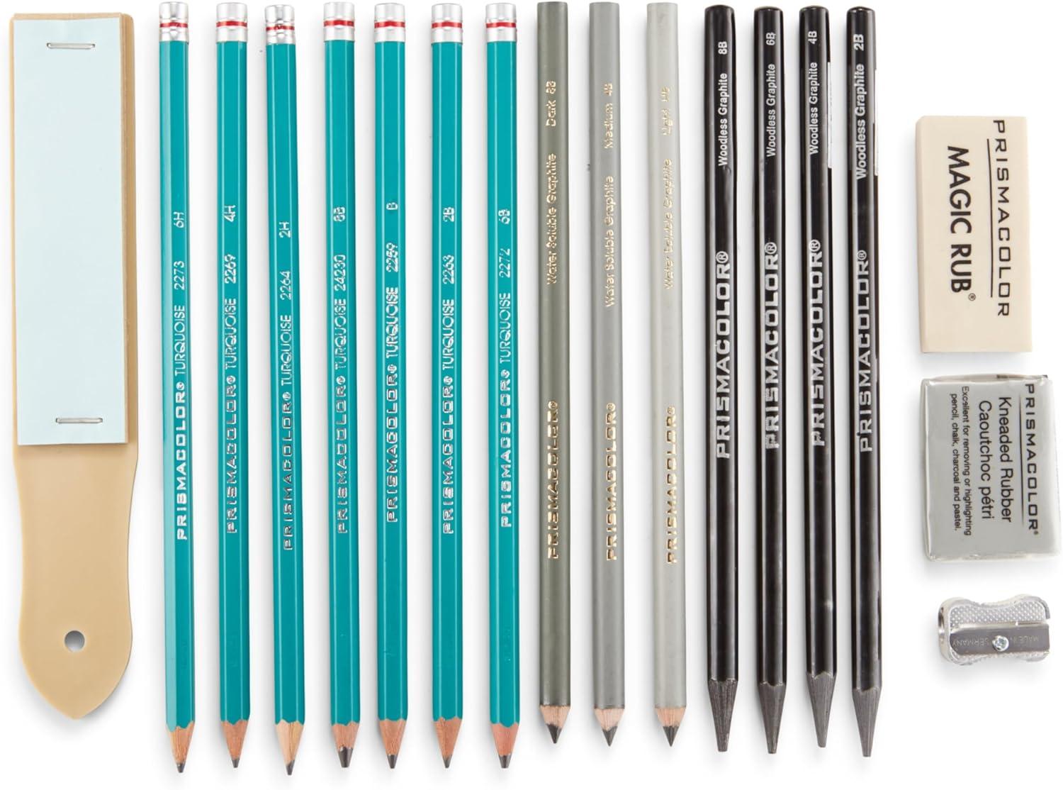 imagePrismacolor Premier Turquoise Graphite Sketching Pencils Medium Leads Adult Coloring 12 PackGraphite Drawing Set