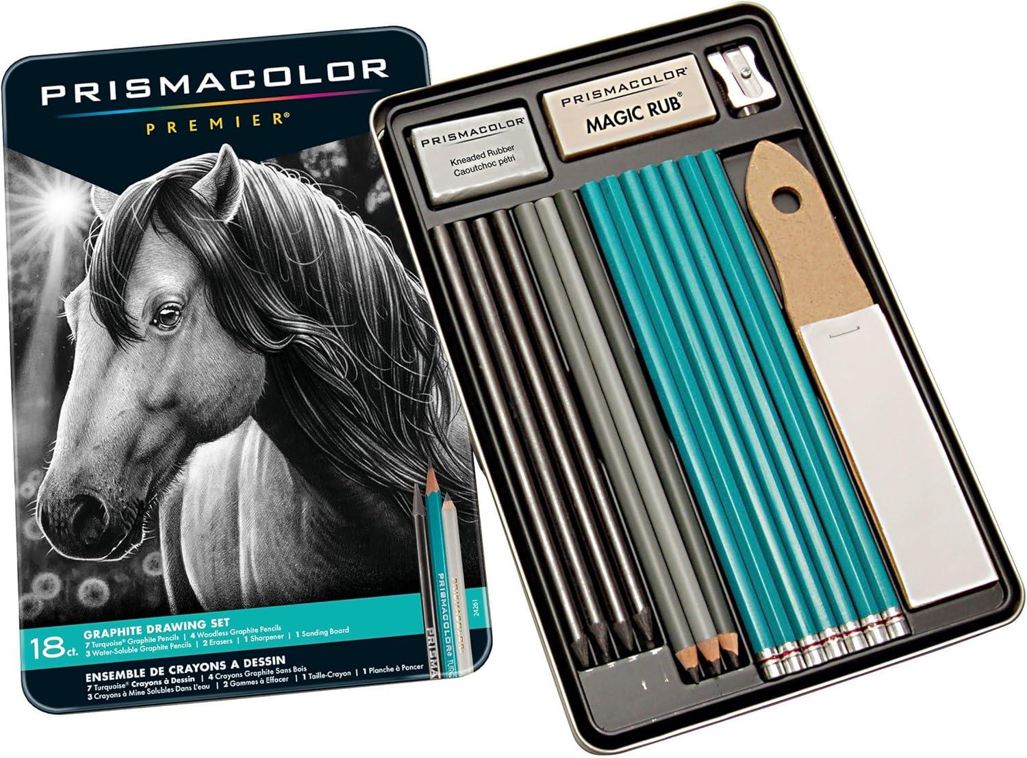 imagePrismacolor Premier Turquoise Graphite Sketching Pencils Medium Leads Adult Coloring 12 PackGraphite Drawing Set