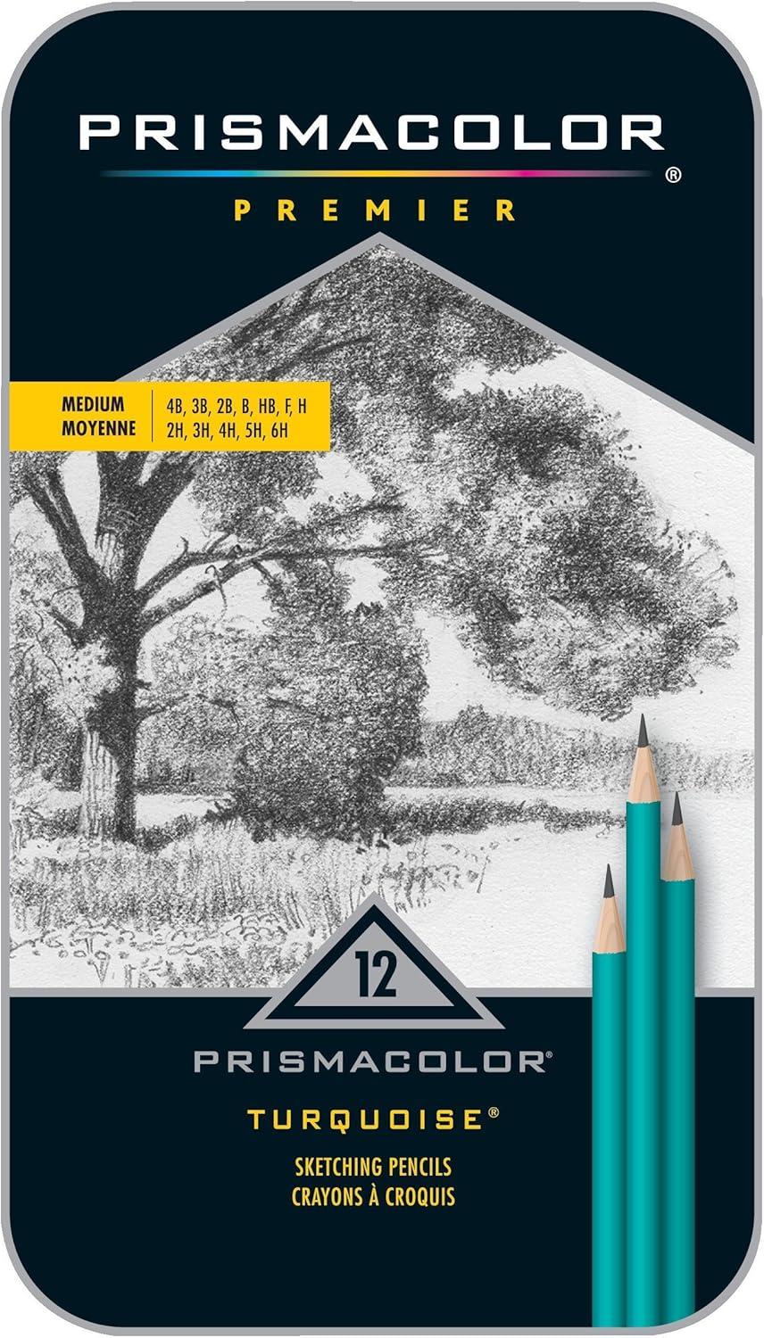 imagePrismacolor Premier Turquoise Graphite Sketching Pencils Medium Leads Adult Coloring 12 PackSketching Pencils