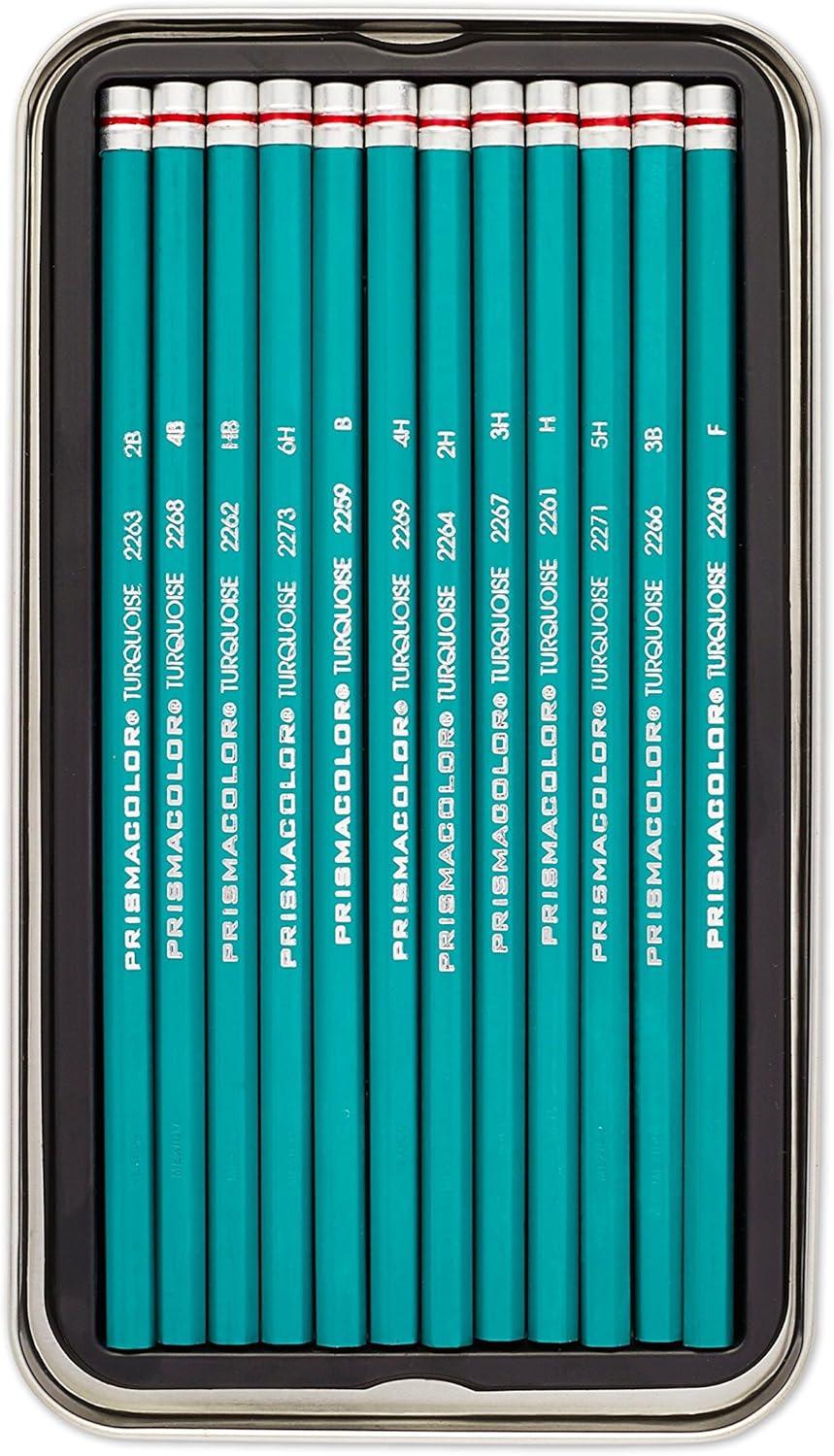 imagePrismacolor Premier Turquoise Graphite Sketching Pencils Medium Leads Adult Coloring 12 PackSketching Pencils