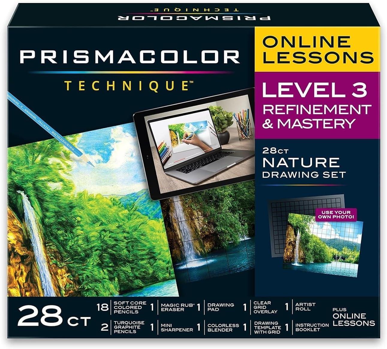 imagePrismacolor Technique Art Supplies and Digital Art Lessons Nature Drawing Set Level 2 Watercolor Pencils Brush Markers and More Sunset Landscape Drawing 27 CountNature Level 3