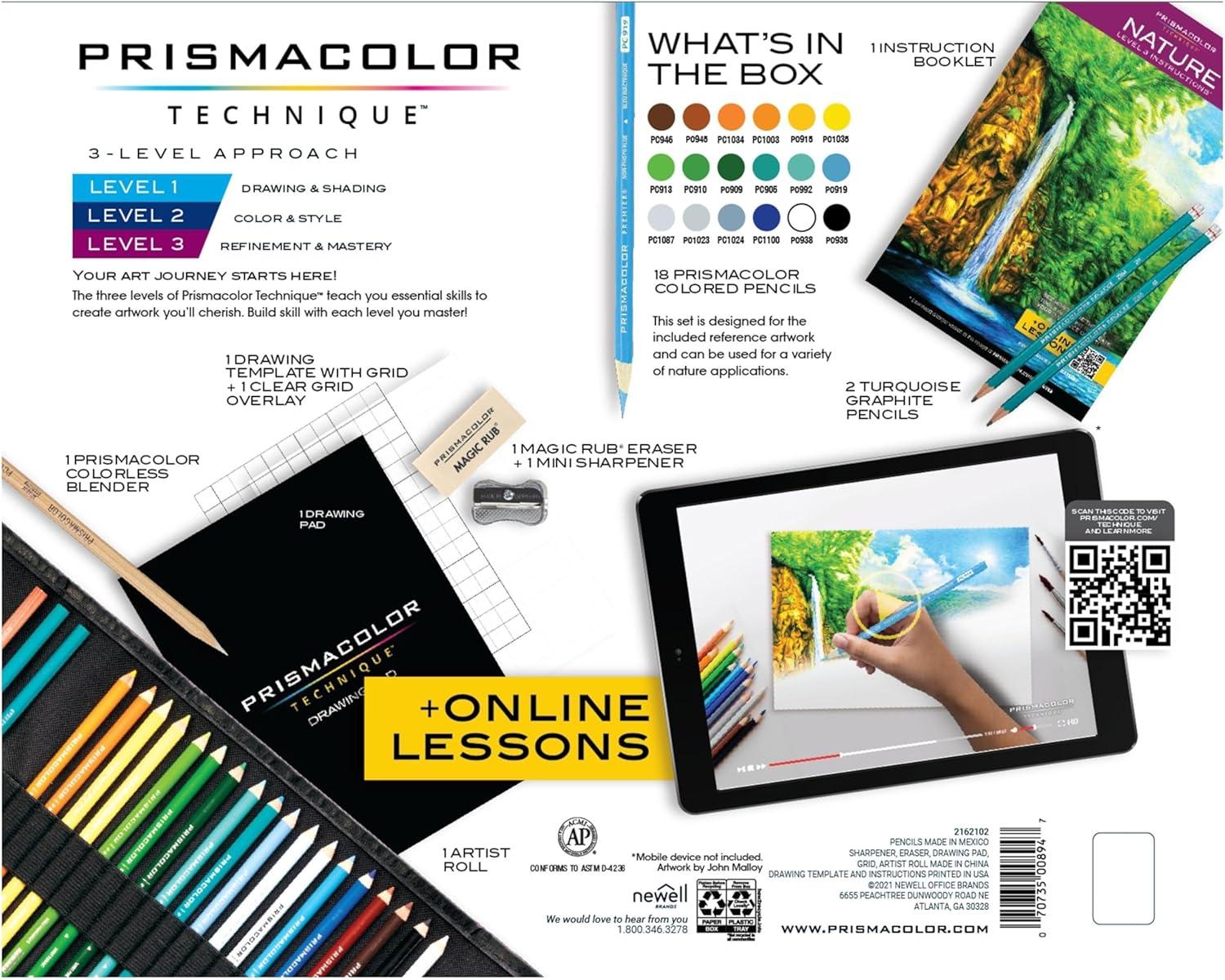 imagePrismacolor Technique Art Supplies and Digital Art Lessons Nature Drawing Set Level 2 Watercolor Pencils Brush Markers and More Sunset Landscape Drawing 27 CountNature Level 3