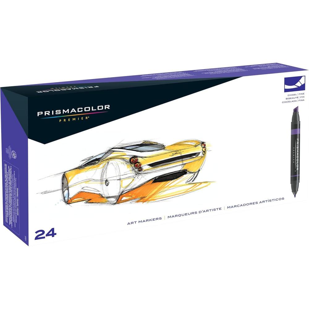 imagePrismacolor Premier DoubleEnded Art Markers Fine And Chisel Tip Adult Coloring 24 Pack
