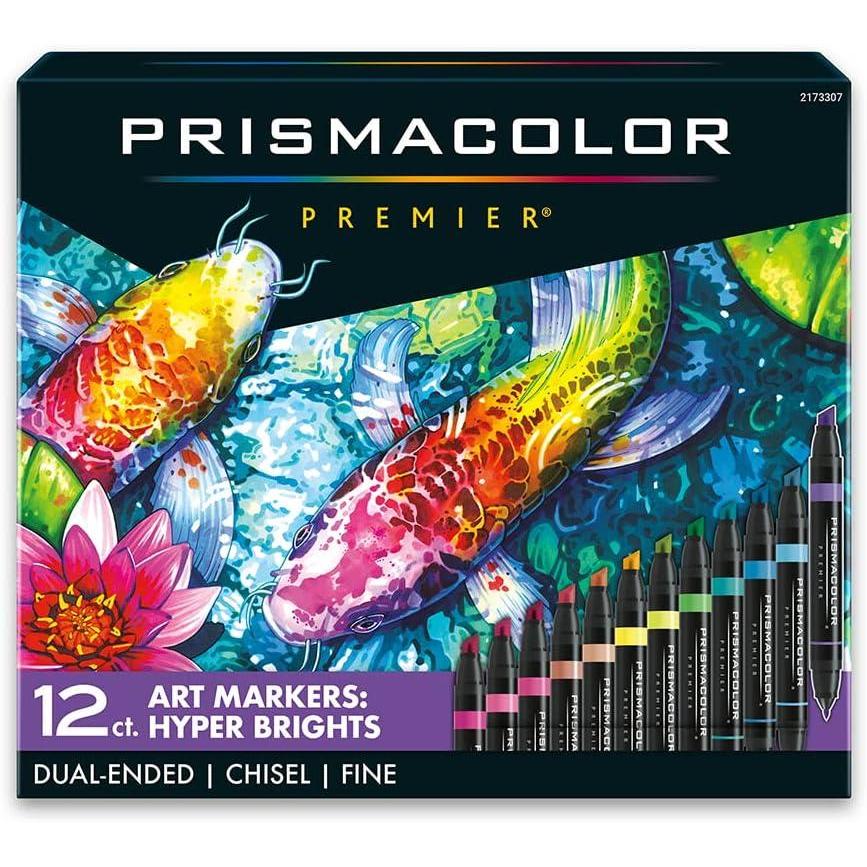 imagePrismacolor Premier DoubleEnded Art Markers Fine And Chisel Tip Manga Colors Adult Coloring 12 PackHyper Brights