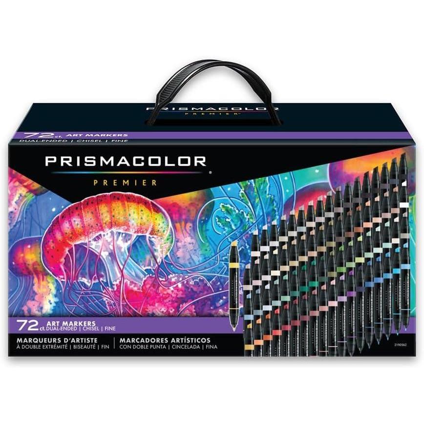 imagePrismacolor Premier DualEnded Art Markers AlcoholBased Markers with Fine ampamp Chisel Tips Assorted Colors Set of 72 in Carry Case