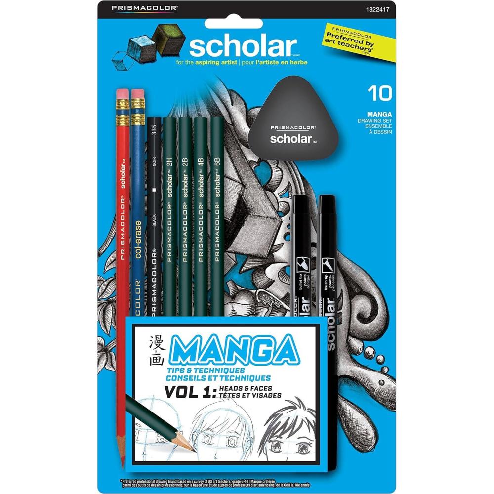 imagePrismacolor Scholar Manga Drawing Set Adult Coloring 10Piece Kit1 Count Pack of 1