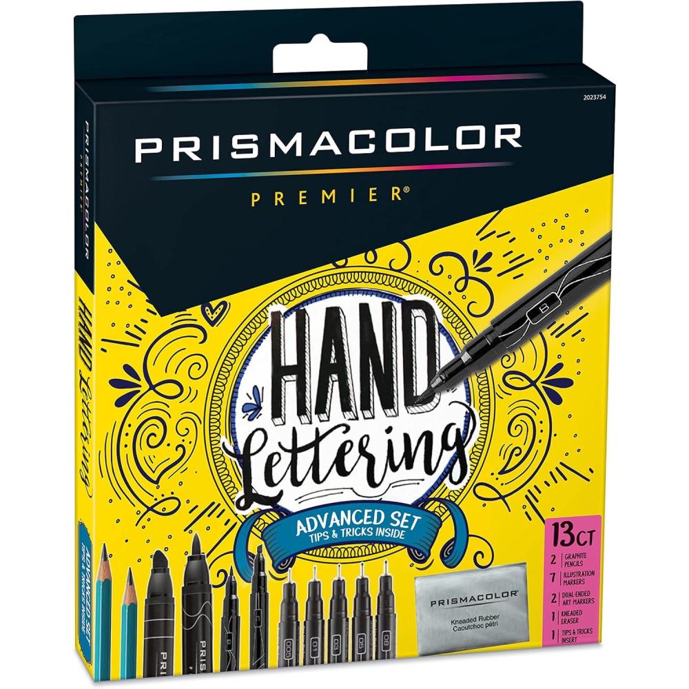 imagePrismacolor Premier Beginner Hand Lettering Set With Illustration Markers Art Markers Pencils Eraser And Tips Pamphlet Adult Coloring 8 CountAdvanced