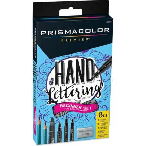 imagePrismacolor Premier Beginner Hand Lettering Set With Illustration Markers Art Markers Pencils Eraser And Tips Pamphlet Adult Coloring 8 CountBeginner