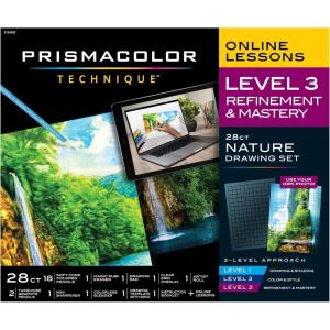 imagePrismacolor Technique Art Supplies and Digital Art Lessons Nature Drawing Set Level 2 Watercolor Pencils Brush Markers and More Sunset Landscape Drawing 27 CountNature Level 3